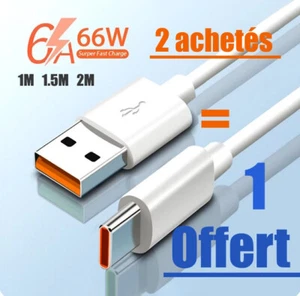 Cable Type C chargeur 6A Charger Sync Galaxy A S Xiaomi Redmi C Note POCO Huawei - Photo 1/8
