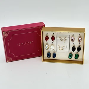 Juego de pendientes de aro intercambiables con variedad y combinación de vidrio multicolor sin escribir - Imagen 1 de 3
