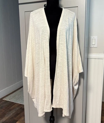 Cárdigan Suéter Lane Bryant 26/28 Mezcla de Lino Manga Kimono Frente Abierto Boho Foto 1 de 4