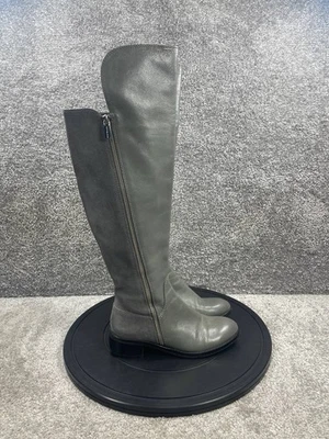 Bota Michael Kors Mujer Talla 5.5 M Bromley Hasta la Rodilla Gris Cuero Cremallera Montar Foto 1 de 4
