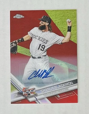 2017 Topps Chrome Update Charlie Blackmon Red Refractor ¡Auto 17/25! HMT-69 Foto 1 de 2