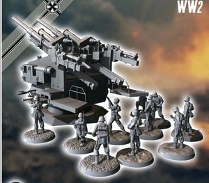 Wargaming 28mm WWII German 128 mm Flak 40 Flakzwilling heavy anti-aircraft gun - Picture 1 of 3