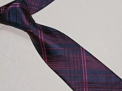 Corbata para hombre Marks & Spencer púrpura a rayas patrón geométrico formal negocios  Foto 1 de 4