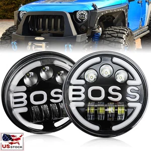 Pair 7" Inch Round LED Headlights Halo Angel Eyes For Jeep Wrangler JK LJ TJ CJ - Picture 1 of 13