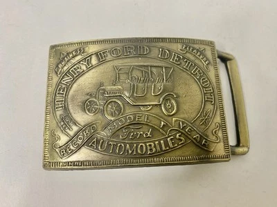 Henry Ford Detroit Modelo T Automóviles Hebilla Cinturón Año Disco Latón Foto 1 de 3
