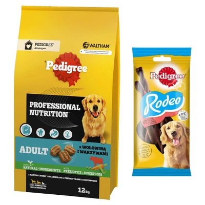 PEDIGREE Professional Nutrition Rind Gemüse 12 kg + Snacks Rodeo Rind 122 g - Bild 1 von 3