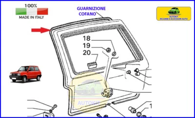 Guarnizione Cofano Battuta Portellone Posteriore per Panda 750 dal 1986>2003 - Immagine 1 di 3