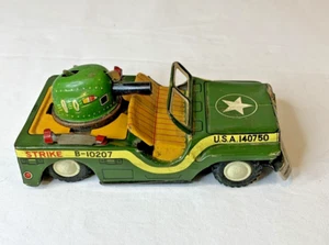 Vintage Rare Haji Japan Missle Strike B-10207 U.S.A. 14750 Army Green Tin Jeep - Picture 1 of 5