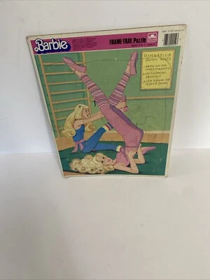 Mattel Golden Barbie At Gym Cardboard Frame-Tray Puzzle Vintage 1987 Foto 1 de 4
