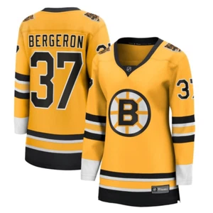 Fanatics Bergeron Boston Bruins Breakaway Player Jersey Gold Women's Size S NWT - Picture 1 of 3