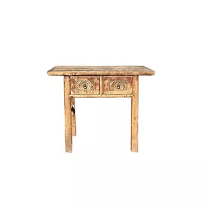 Rustic Raw Bleach Wash Wood Drawers Rectangular Console Side Table ws4429 - Picture 1 of 5