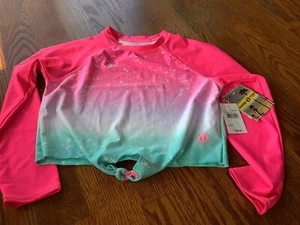 Brand New With Tags Girls Swimsuit Top Long Sleeve Shirt size 14 Pink Hang Ten - Picture 1 of 4