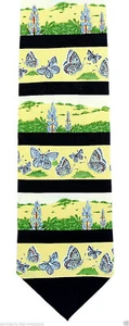 Blue Butterflies Men's Necktie Butterfly Insect Bug Flower Striped Neck Tie - Picture 1 of 3