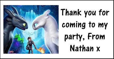 How To Train Your Dragon Thank You Stickers Labels Party Bag Sweet Cones - Image 1 of 3