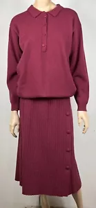 Vintage Changes 100% Lambswool Burgundy Skirt & Jumper Set - Picture 1 of 9