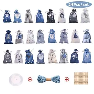 More details for 24pcs countdown numbers bag advent calendar candy storage pouch christmas diy