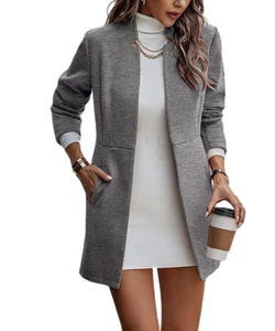 Romantichut | graue gekerbte offene Jacke - Damen Gr. M - Bild 1 von 2