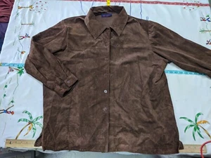 Vintage Damen XXL Denim + Co braun Leder Wildleder Cowboy Stil Jacke - Bild 1 von 8