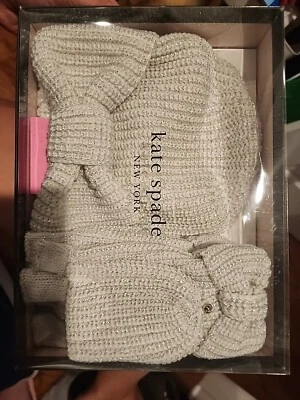 KATE SPADE 3PC KNOTTED BOW BOX , HAT AND GLOVES. IVORY - Image 1 of 3