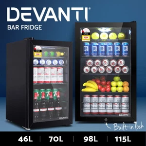 Devanti Bar Fridge Glass Door Mini Counter Top Freezer Fridges Bottle Cooler - Picture 1 of 55
