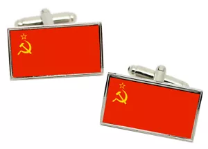 Soviet Union USSR Flag Cufflinks in Chrome Gift box - Picture 1 of 5