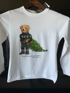 Polo Ralph Lauren X-Mass polo Bear LS T-Shirt Sz 5 kids NWT special edition - Picture 1 of 5
