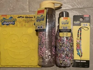 Disney SpongeBob Bundle Water Bottles Phone Charm And Trivet - Picture 1 of 5