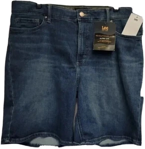 NUEVOS CON ETIQUETAS PANTALONES CORTOS JEAN LEE Ultra Lux talla 18 azul calce relajado cintura suave $46 - Imagen 1 de 5