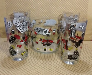 CONTINENTAL CAN CO Hazel Atlas Gambling 4 Glasses Ice Bucket Bingo Dice Cards ++ - Picture 1 of 11