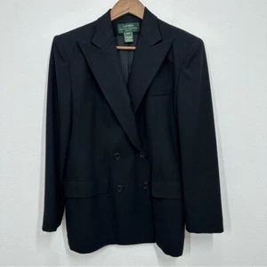 Traje Blazer Lauren Ralph Lauren Vintage Doble Pecho Negro Esmoquin Para Mujer 10P - Imagen 1 de 8