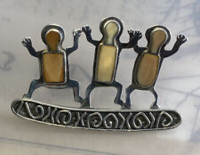 925 Sterling Silver Stone 3 DANCERS Terra Collection Brooch 11.4g