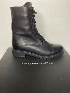 Botas de combate Barny's New York FiveSeventyFive de cuero negro con cordones - 6 NUEVAS - Imagen 1 de 8
