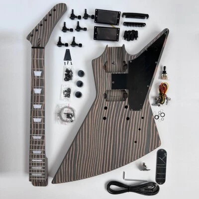 Kit de guitarra eléctrica hágalo usted mismo cuerpo de madera de cebra sin terminar envío gratuito Foto 1 de 4