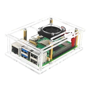 Acrylic Protective Case With Heat Sink Cooling Fan For Raspberry Pi 5 Access - Zdjęcie 1 z 12