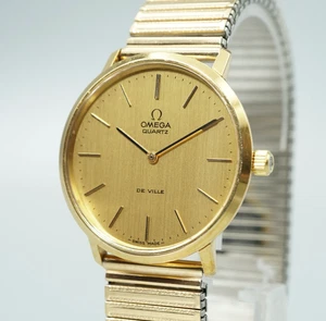 *N MINT* Vintage 1977 OMEGA De Ville Cal.1330 Quartz Gold Round 34mm Mens Watch - Picture 1 of 16