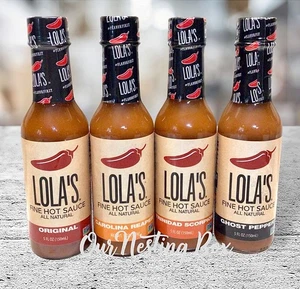 4 Lola’s Hot Sauce Original Carolina Reaper Ghost Pepper Trinidad Scorpion 5oz - Picture 1 of 2