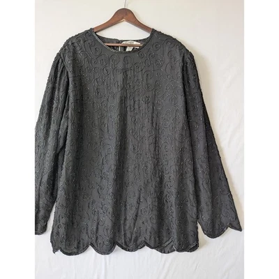 Lord & Taylor женщин черный шелк бисером прокрутки вечернее платье верхний плюс размер 2 X - Изображение 1 из 4