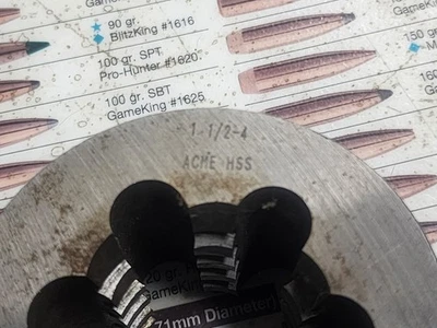 Widell 1  1/2-4 HSS RH ACME THREAD ROUND ADJUSTABLE DIE USA Nice - Image 1 of 4