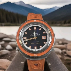 Reloj automático de buceo Zodiac Super Sea Wolf 1000 m naranja ZO9503 RARO - Imagen 1 de 15