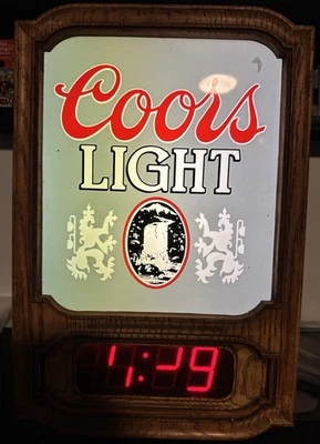 Letrero de cerveza iluminado reloj digital Coors vintage leer Foto 1 de 4