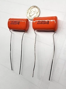 .33mfd / .33uf 330nf 200VDC 2pcs Sprague "Orange Drop" Film Radial Capacitor 225 - Picture 1 of 1