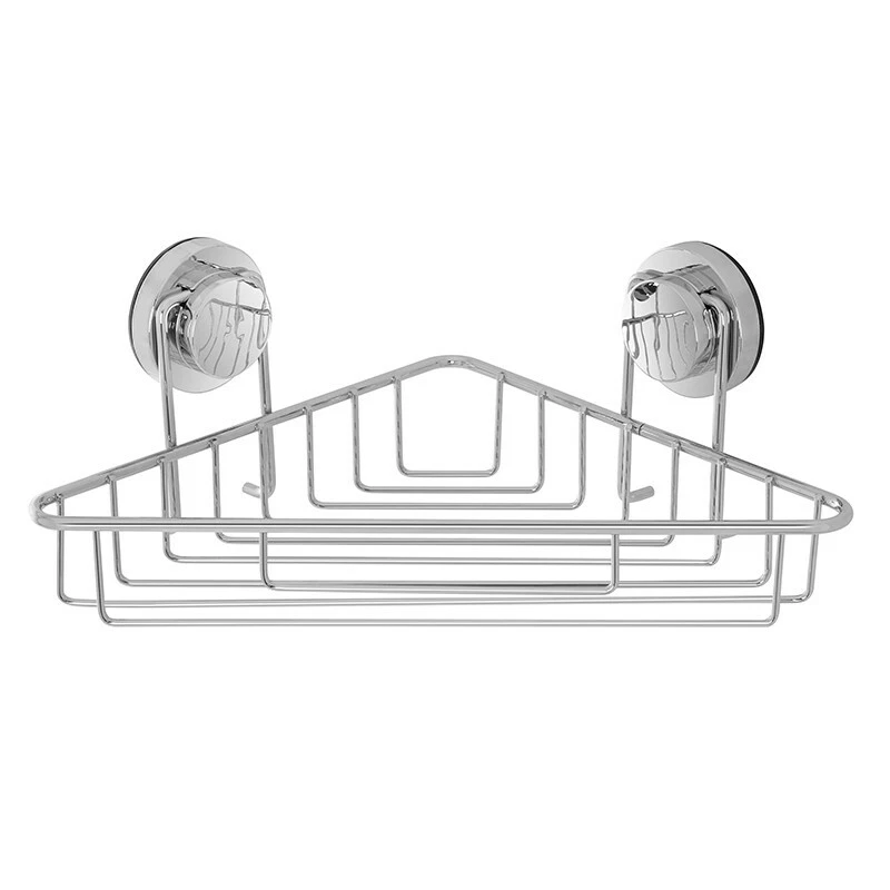 Mensola Angolare Doccia 1 Ripiano in Acciaio Cromato con Ventosa - Immagine 1 di 1