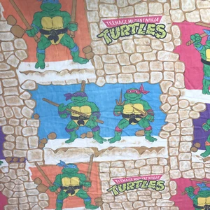 Vintage 80s Teenage Mutant Ninja Turtles TMNT Fitted Twin Bed Sheet Mirage USA - Picture 1 of 7