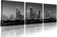 Houston Skyline Canvas Wall Art - Black and White City Pictures Wall Decor Mo...