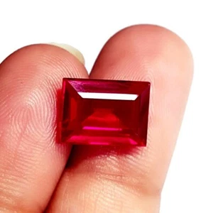 Red Ruby Gemstone Baguette Cut Shape Handmade Gemstone For Jewelry Making - Picture 1 of 5