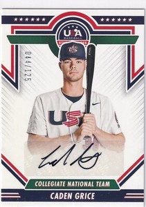 Caden Grice 2022 Panini Stars & Stripes USA Black Auto CNTS-CG, 044/125