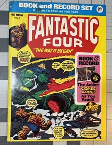 Vintage Fantastic Four Buch & Schallplatten Set Marvel Comics 1974 Superhelden Farbe 45 RPM - Bild 1 von 15