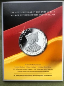 5 x 10 Euro Gedenkmünzen-Set 2013 im MDM-Folder - Bild 1 von 4