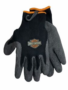 Harley Davidson Driving Garden Work Rubber Palm Knit Black Gloves Size Medium M