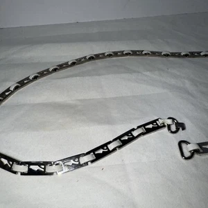 Ferragamo Insignia Ersatz Clutch Kette weiß Leder silberfarben 26" - Bild 1 von 4